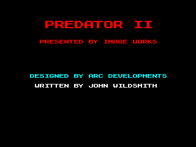Predator 2 title screen for ZX Spectrum